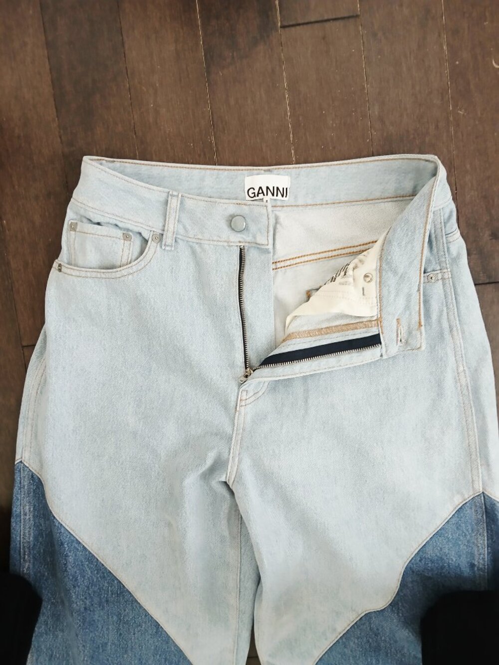 GANNI Scandi-chic Two-Tone Stary Jeans In Cutline Bleach Size 30 - Picture 5 of 10